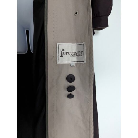 Women’s Black Contrast Trim Button Front Coat Mid-Length Trench Style - Picture 9 of 14